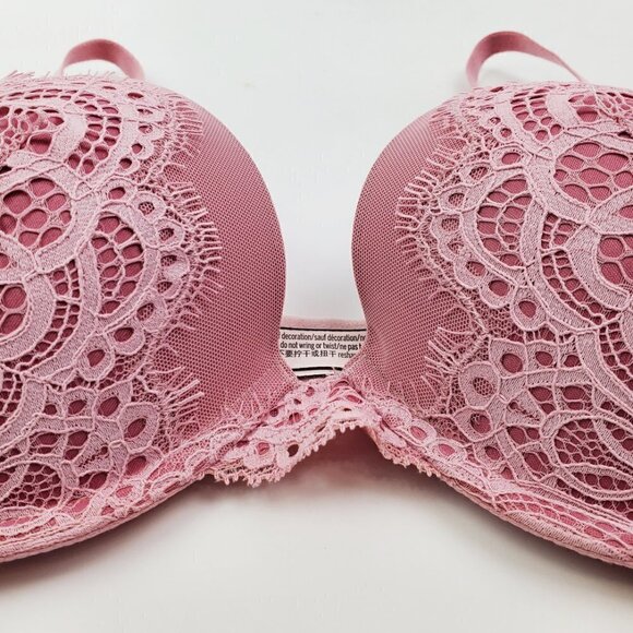Victoria's Secret 34D Bra Dream Angels Push Up Lace Underwire Lingerie Rose Pink - Picture 4 of 16